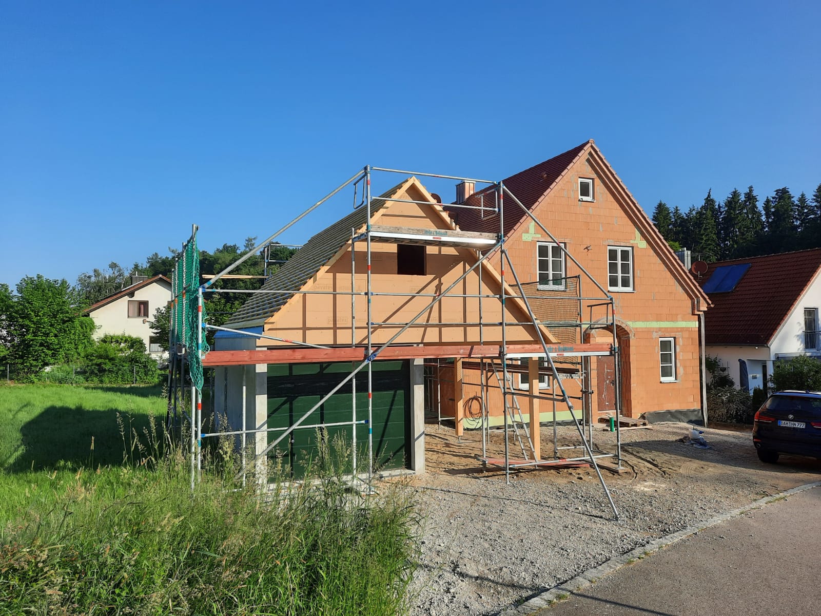 Einfamilienhaus während der Bauphase